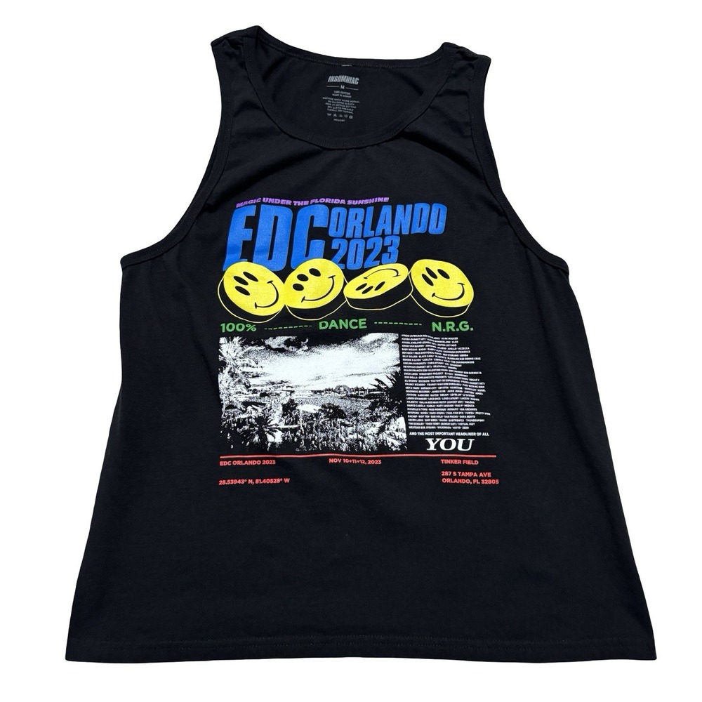 EDC 2023 Orlando Florida Tank Top Insomniac Rave Festival Lineup Shirt Sz Medium